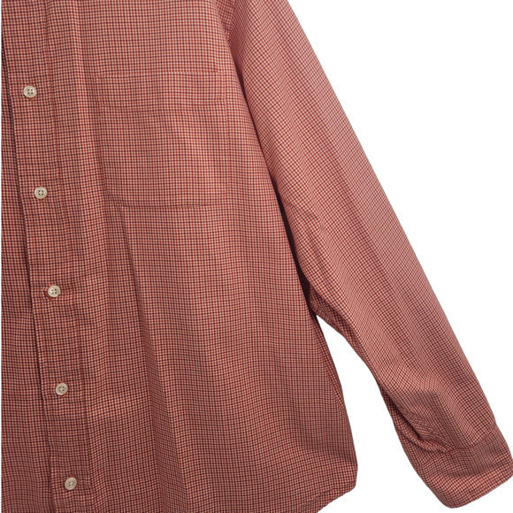 Henry Cotton's Red White Check Long Sleeve Chest Pocket Button Down Dress Shirt - Picture 8 of 14